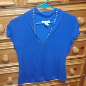 Carmen Marc Valvo Blue Top
